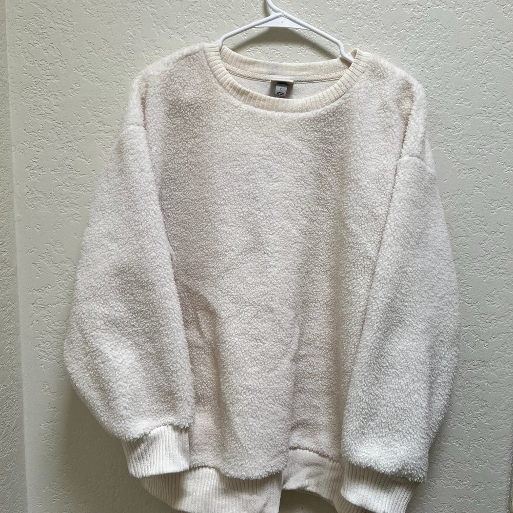 A New Day White Fuzzy Sweater
